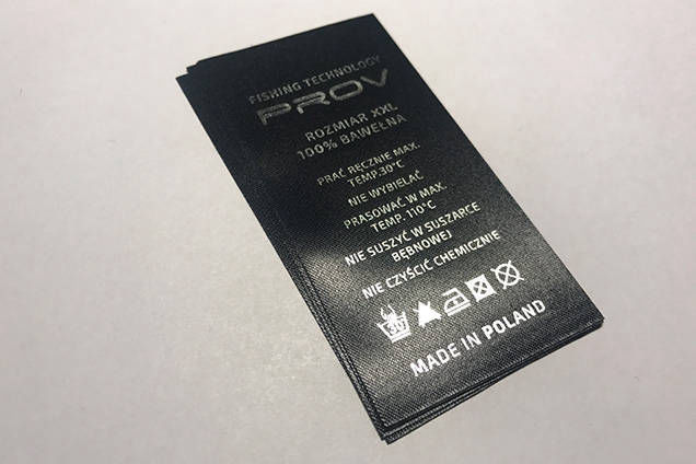 wszywki, metki konserwacyjne z przepisem prania