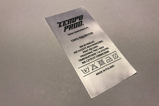 wszywki, metki konserwacyjne z przepisem prania