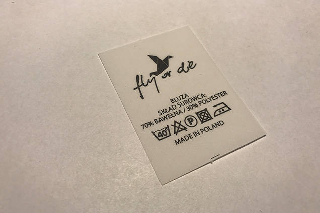 wszywki, metki konserwacyjne z przepisem prania